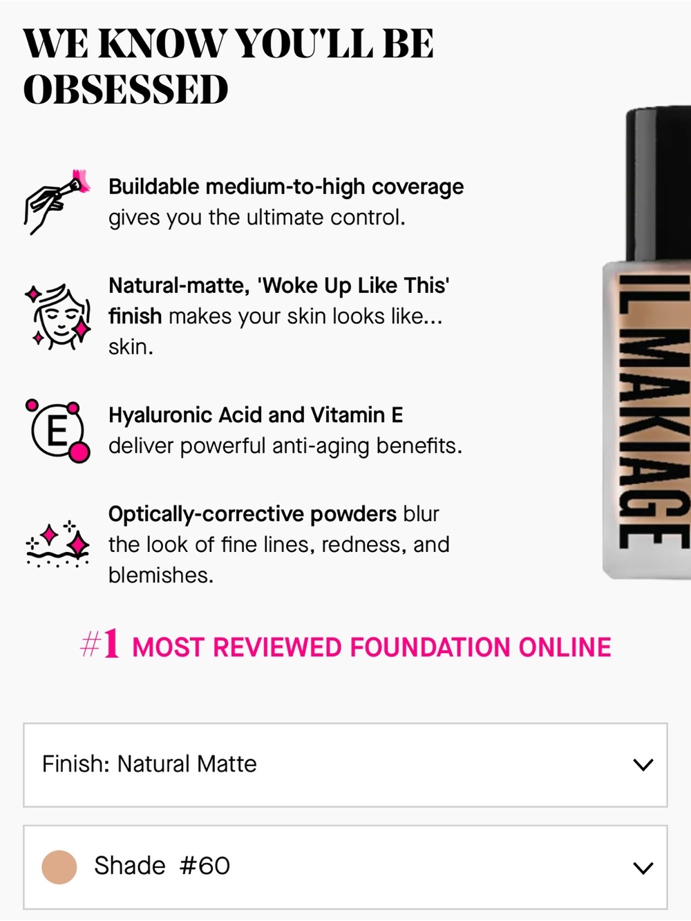 IL MAKIAGE Foundation I Woke Up Like This #60 light medium neutral makeup - Picture 2 of 4